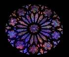 Colorful rose window stained glass, Washington National Cathedral, Washington DC. Art Print